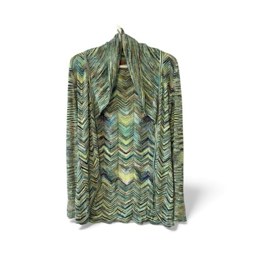 Bellini Women's‎ Chevron Knit Cardigan Duster Sweater Green Blue Yellow Size S